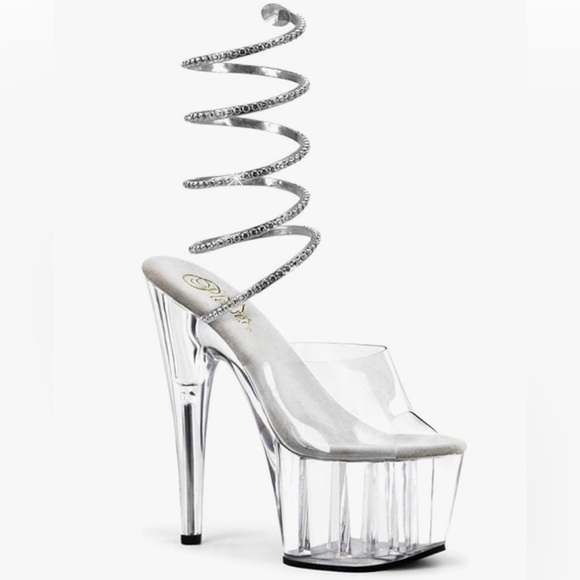 Pleaser Shoes - Pleaser Silver Spiral Platform Heels New Size 5